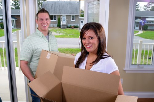 Removal van and movers in Crayford preparing for a local house move