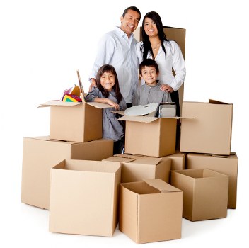 Crayford moving truck loading household boxes and furniture